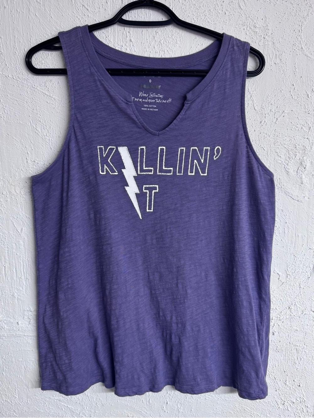 Torrid Purple "KILLIN IT" Sleeveless Classic Fit Split
Neck Graphic Tank Top